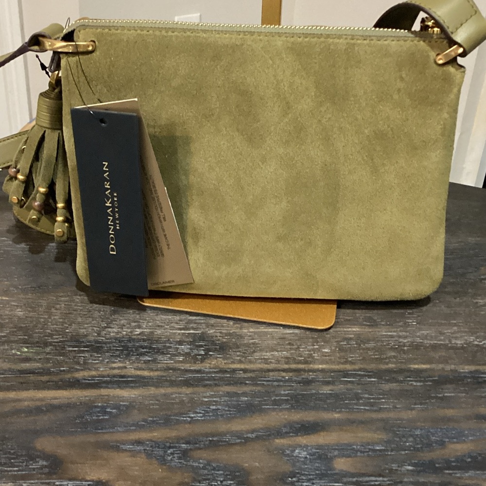 Donna Karan Glenwood Suede Triple Compartment Crossbody with Beaded Tassel - Picture 4 of 14